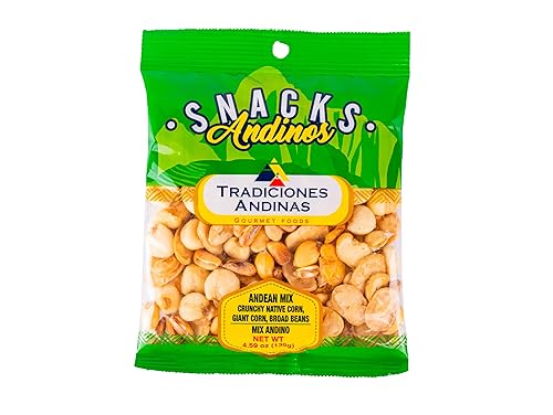 Tradiciones Andinas Salted Crunchy Andean Mix 4.59 oz - Snack Mix Andino Peruano, Maiz Cancha, Maiz Gigante, Chulpi Frito, Habas Snacks, Peruvian