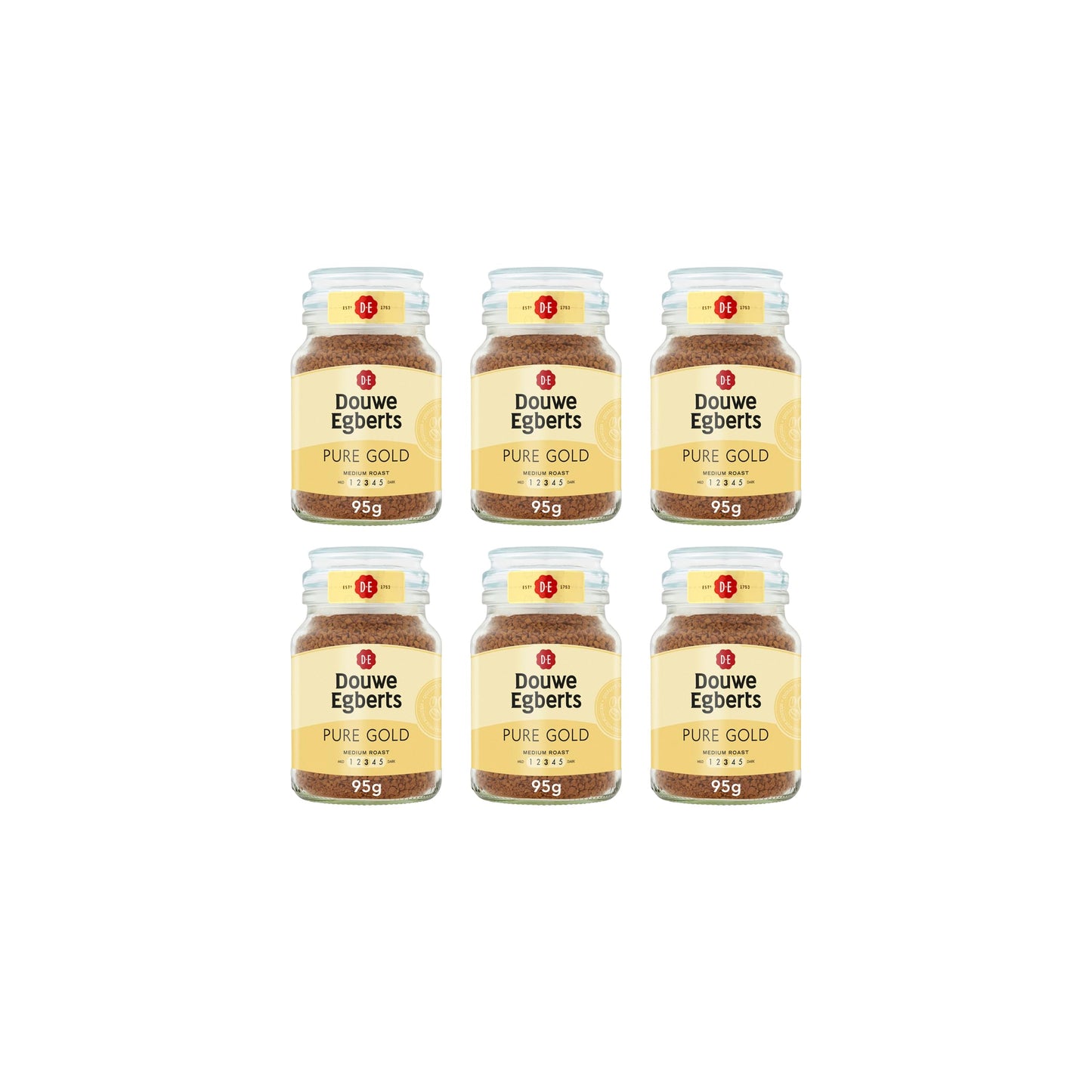 Douwe Egberts Pure Gold Instant Coffee 95 g (Pack of 6)