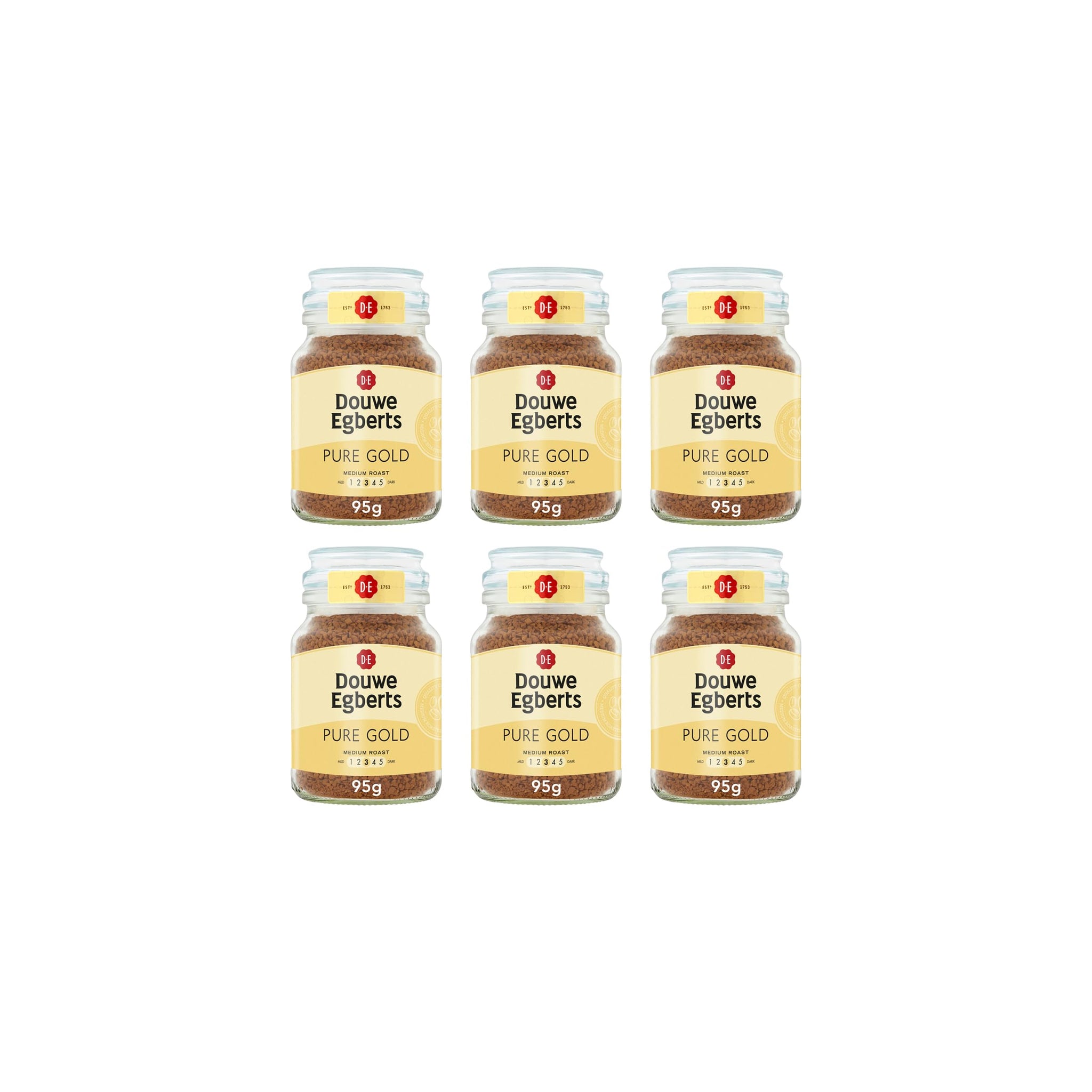 Douwe Egberts Pure Gold Instant Coffee 95 g (Pack of 6)