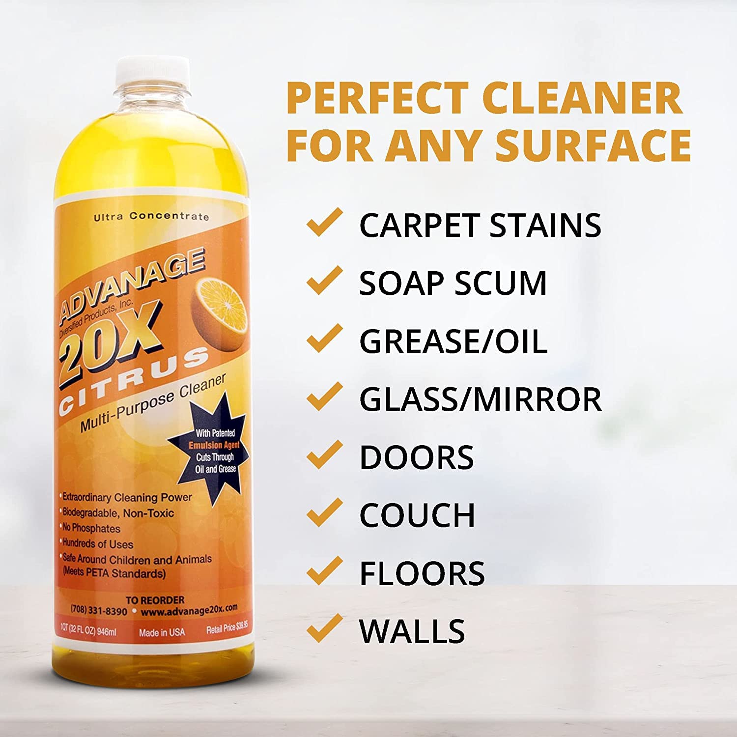ADVANAGE 20X Multi-Purpose Cleaner Citrus 2 Pack - Manufacturer Direct - 20X is Our Newest Formula!
