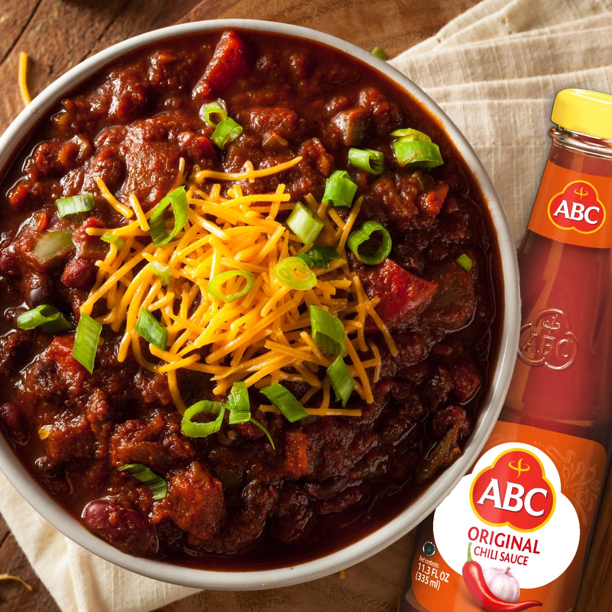 ABC Original Chili Sauce, 11.3 Oz, Spicy Sriracha Style Sambal, No MSG, Umami Flavor, Indonesian BBQ Dip Made with Chili & Garlic