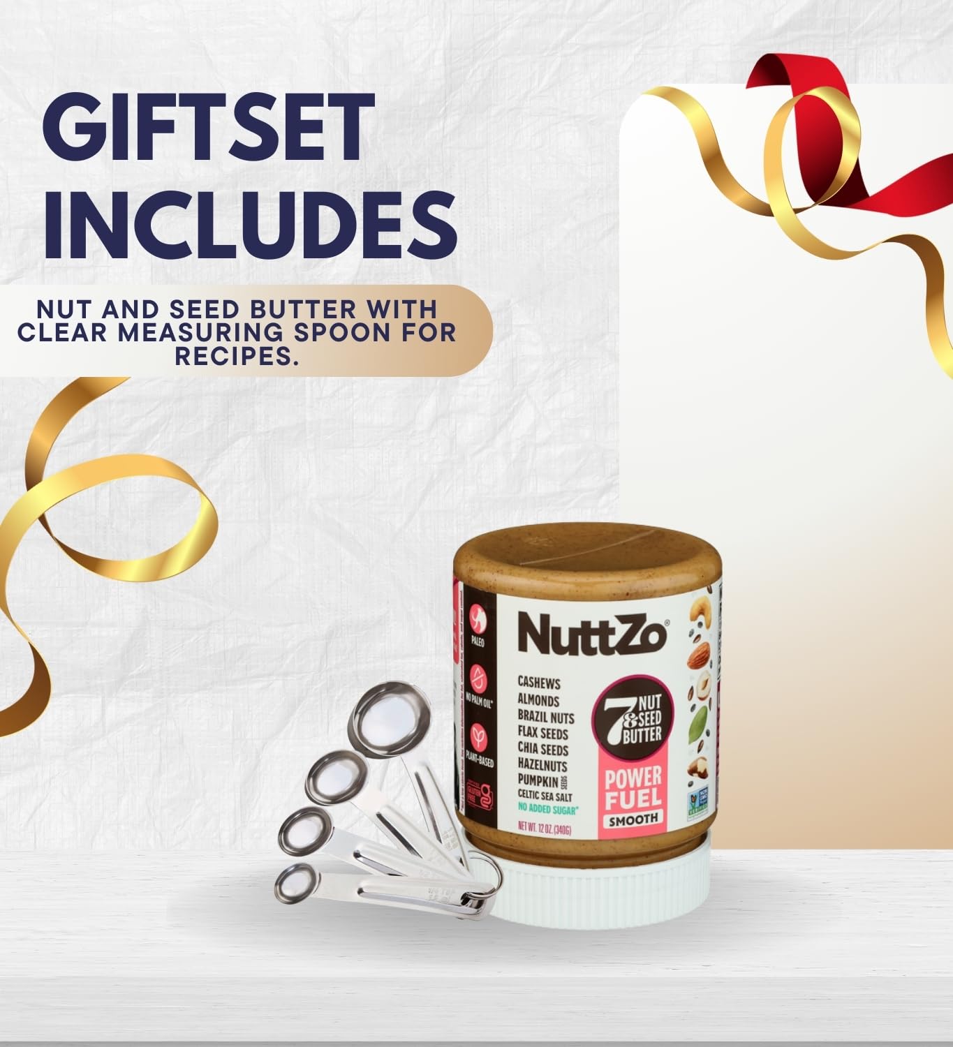 Natural Power Fuel, 12 OZ Bundle with Silicone Spatula - Nut & Seed Butters Spread with Smooth Texture and Light Sea Salt Notes for Versatile Snacking