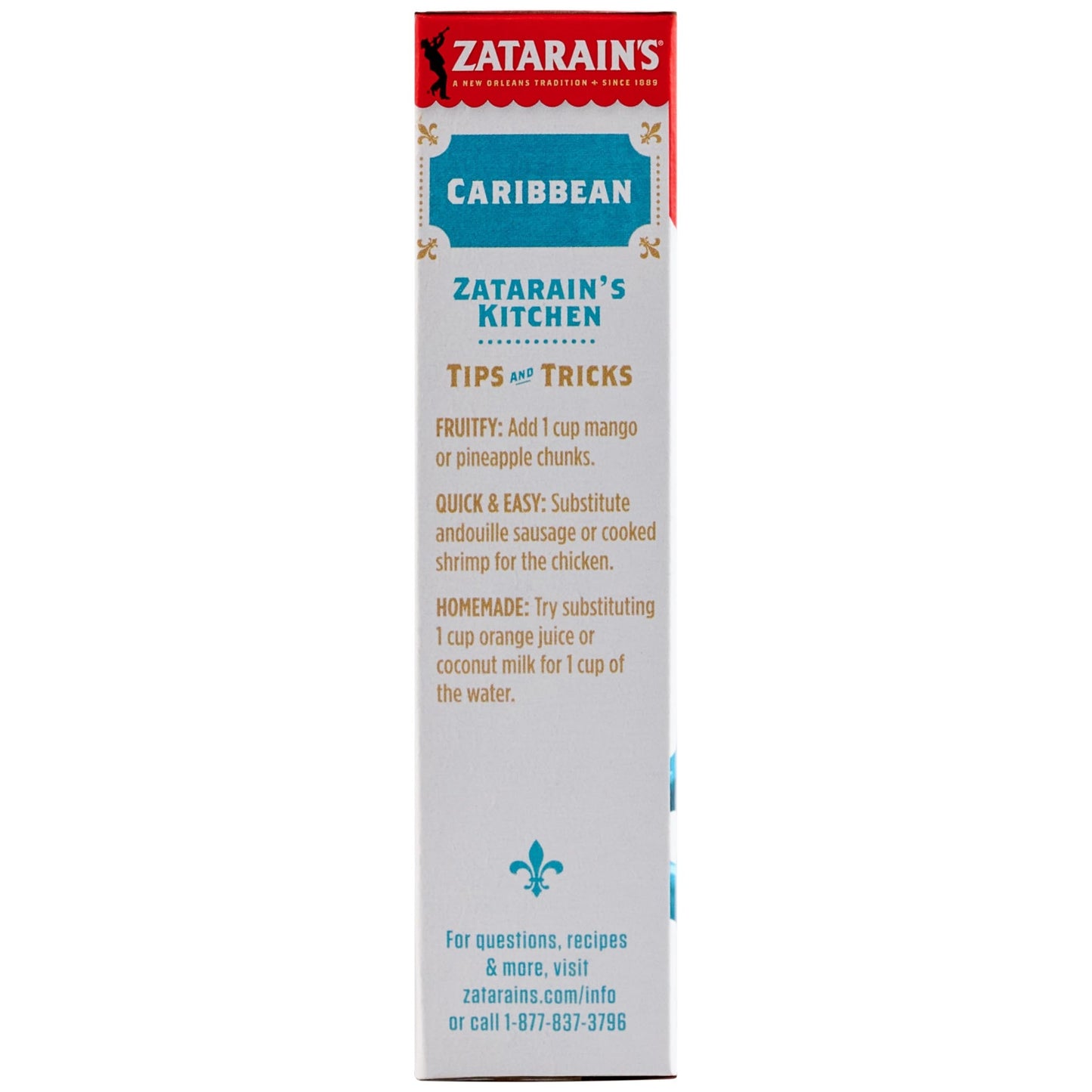 Zatarain’s Rice Mix, Caribbean, Flavorful Side Dish or Base for Meals, Long Grain Rice Mix, One Pot Meals, Just Add Meat, Made with Real Vegetables
