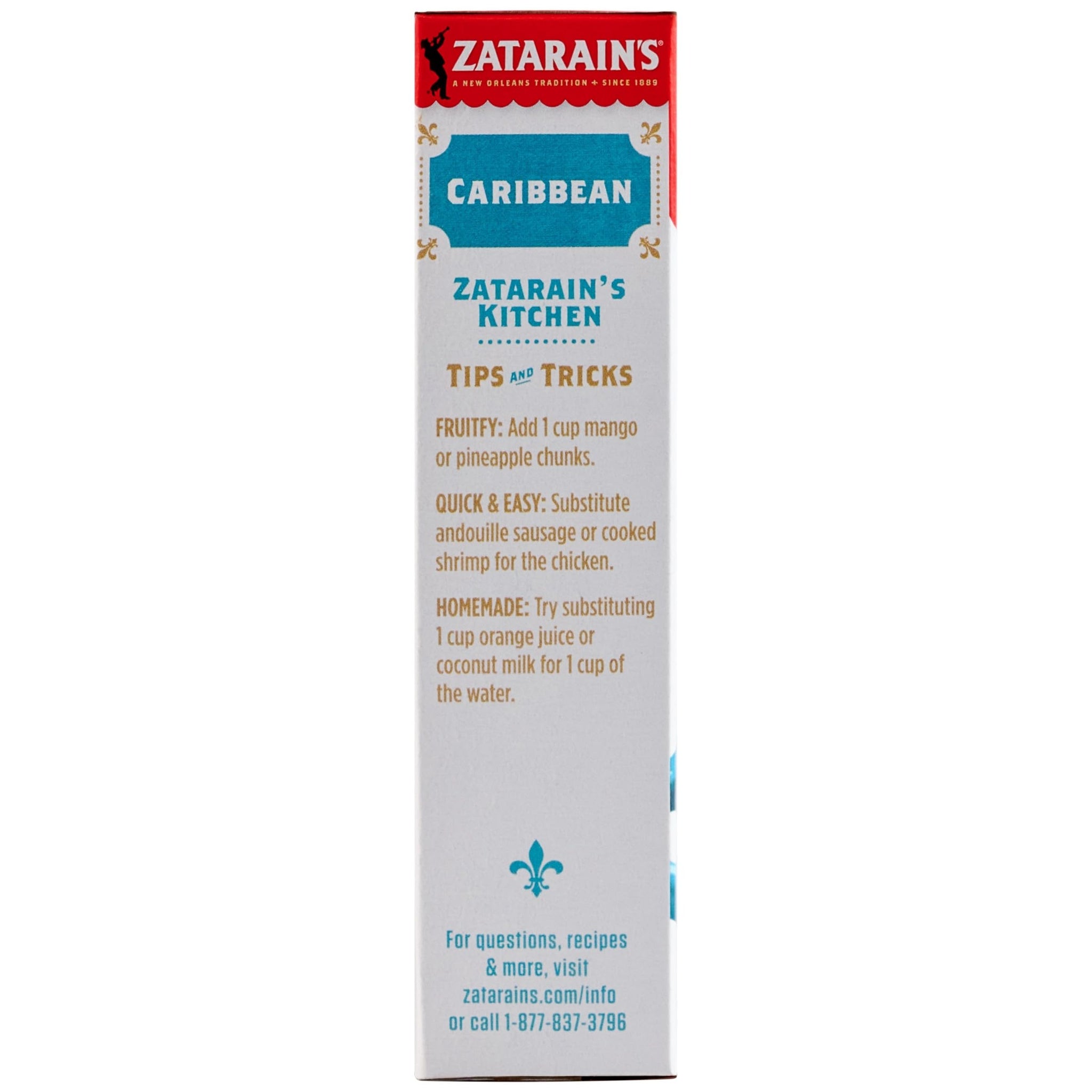 Zatarain’s Rice Mix, Caribbean, Flavorful Side Dish or Base for Meals, Long Grain Rice Mix, One Pot Meals, Just Add Meat, Made with Real Vegetables