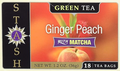Stash Tea Ginger Peach Green Tea with Matcha, 18 Count