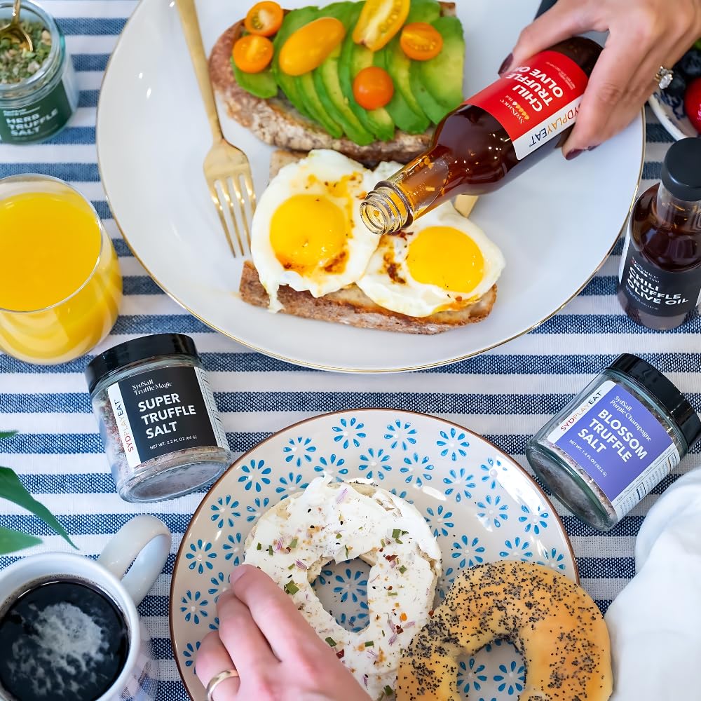 Truffle Salt Blend with Extra White Truffle, Chives, Red Pepper Flakes, Aleppo Pepper, Sea Salt- SydSalt White Truffle Salt - Elevate Popcorn, Eggs