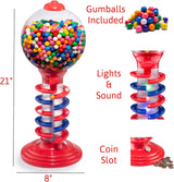 Playo Big Light and Sound Spiral Gumball Bank - 21" - Gumballs Included - Kids Twirling Style Candy Dispenser - Birthday Parties, Novelties, Party