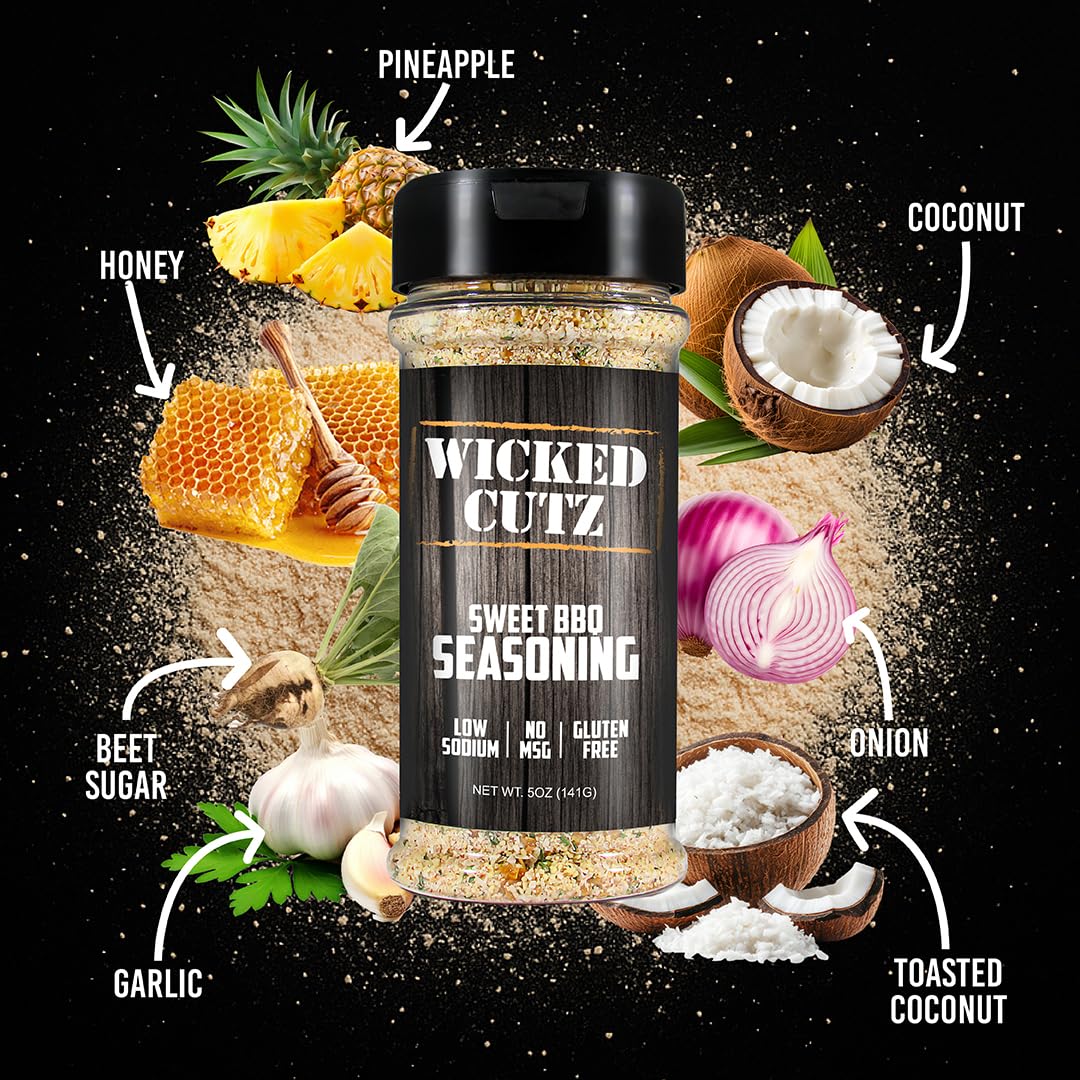 Wicked Cutz Sampler Grill Seasoning Set, 5 Pack of Flavored Grilling Spices, Jerky Seasoning, Low Sodium & No MSG Spices & Seasonings