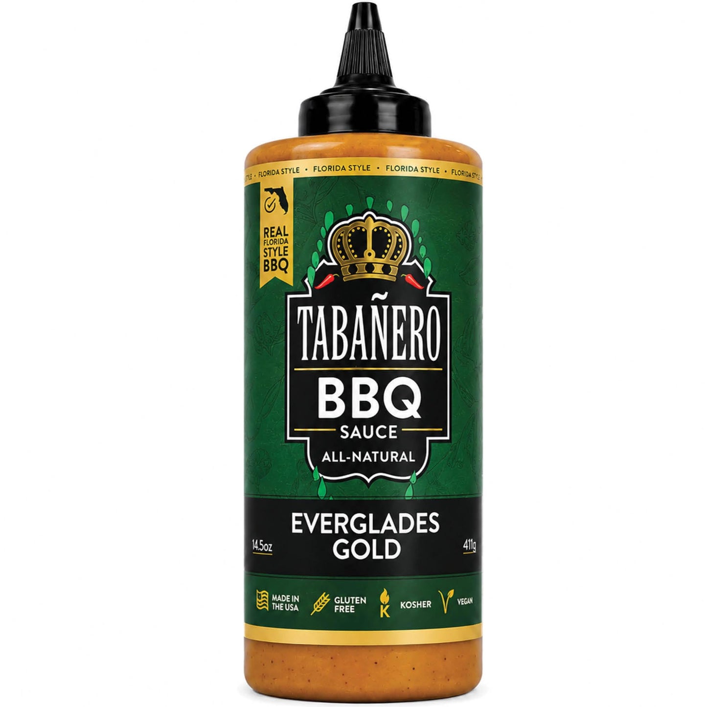Tabañero Everglades Gold BBQ Sauce, Chicken and Sandwiches, Bottle, 14.5oz