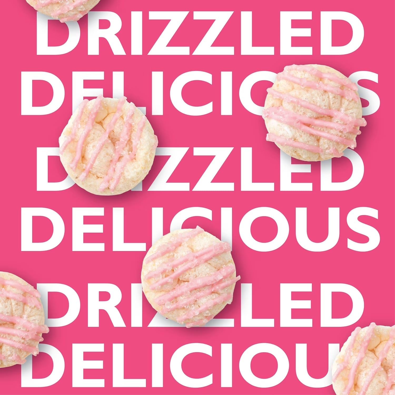 Drizzilicious Frosted Strawberry Bites, Mini Rice Cakes, with Chia Quinoa & Flax, 90 Calories, Family Size, 8 oz 1 Bag