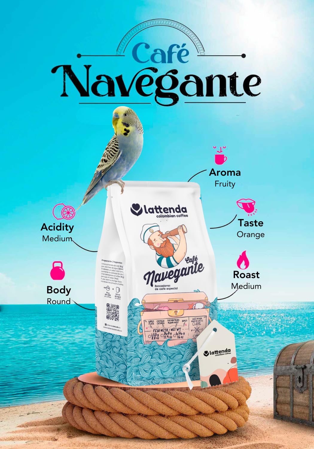 Navegante Colombian Specialty Coffee: Discover the Flavors of Guatapé Antioquia - 2 Pack 454g Ground