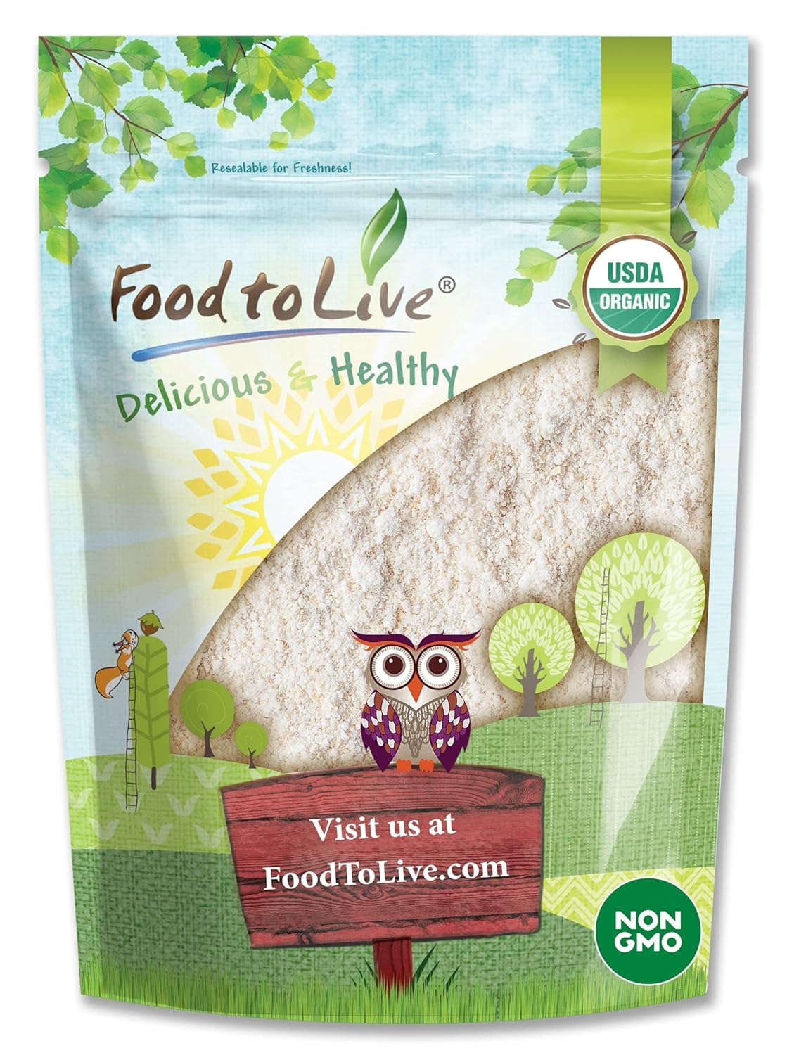 Food to Live Organic White Sorghum Flour, 8 Ounces - Non-GMO, Finely Ground, Pure, Raw. Good Source of Protein and Fiber. Highly Nutritious. Great
