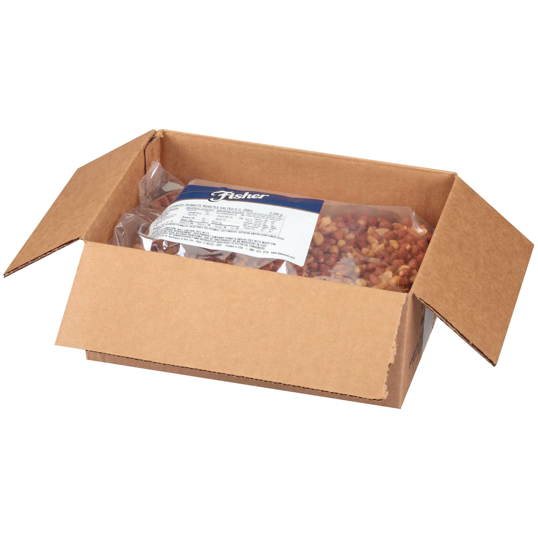 Fisher Spanish Peanuts, Whole, Roasted and Salted, 5-Pound Package
