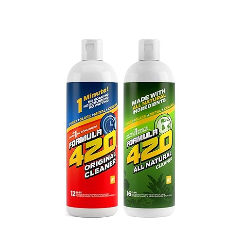 Formula 420 Variety Pack : 1 Bottle Glass Metal Ceramic Pipe Original Cleaner 12 Oz. & 1 Bottle All Natural Cleaner 16oz (2 Bottles Total)