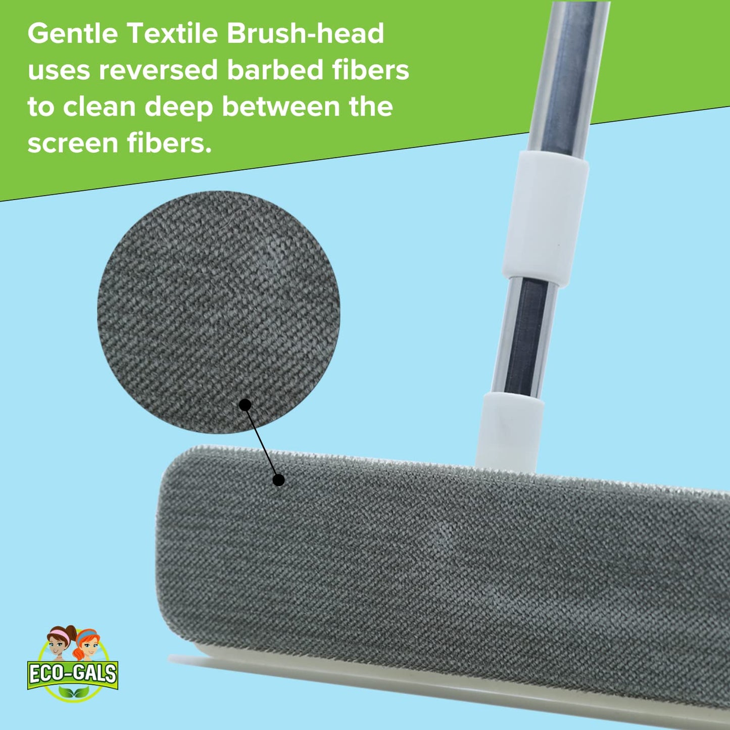 Eco-Gals Screen-Be-Clean All Purpose Screen Cleaner Brush, Duster, Window Squeegee Tool Kit for Wet and Dry Use on Glass Windows, Mesh Screens