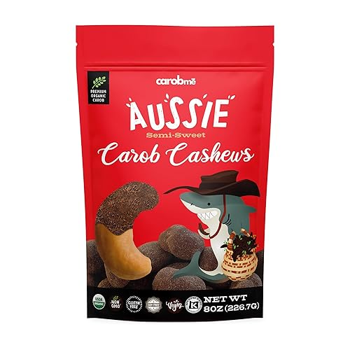 Carobm? Organic Carob Covered Cashews 8oz. | Vegan Soy Free Gluten-Free | Healthy Caffeine Free Substitute for Chocolate, Snacks and Sweets