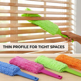 4 Pack 15 inch Reuseable Microfiber Feather Duster, Blind Duster, Gap Duster, Removable and Washable Head, Cleaning Tool for Window, Blind, Car, Wall