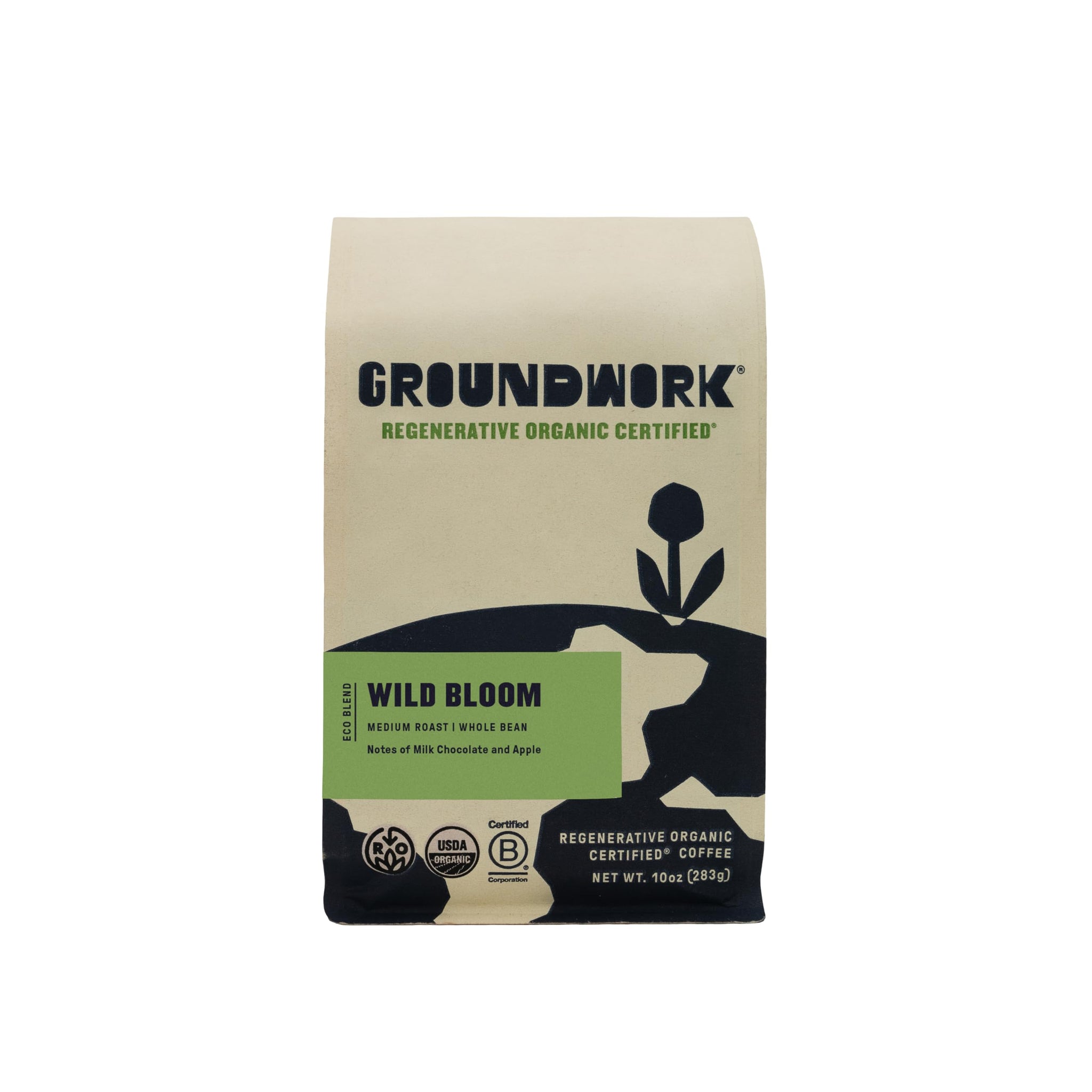 GROUNDWORK COFFEE CO USDA Organic Wild Bloom Whole Bean Coffee, 10 OZ