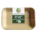 Charity Leaf Eco-Friendly Palm Leaf Trays - 9"x6" (25-Pack) | Elegant Bamboo-Inspired Platters | Premium Quality, Biodegradable | Perfect