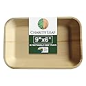 Charity Leaf Eco-Friendly Palm Leaf Trays - 9"x6" (25-Pack) | Elegant Bamboo-Inspired Platters | Premium Quality, Biodegradable | Perfect