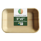 Charity Leaf Eco-Friendly Palm Leaf Trays - 9"x6" (25-Pack) | Elegant Bamboo-Inspired Platters | Premium Quality, Biodegradable | Perfect