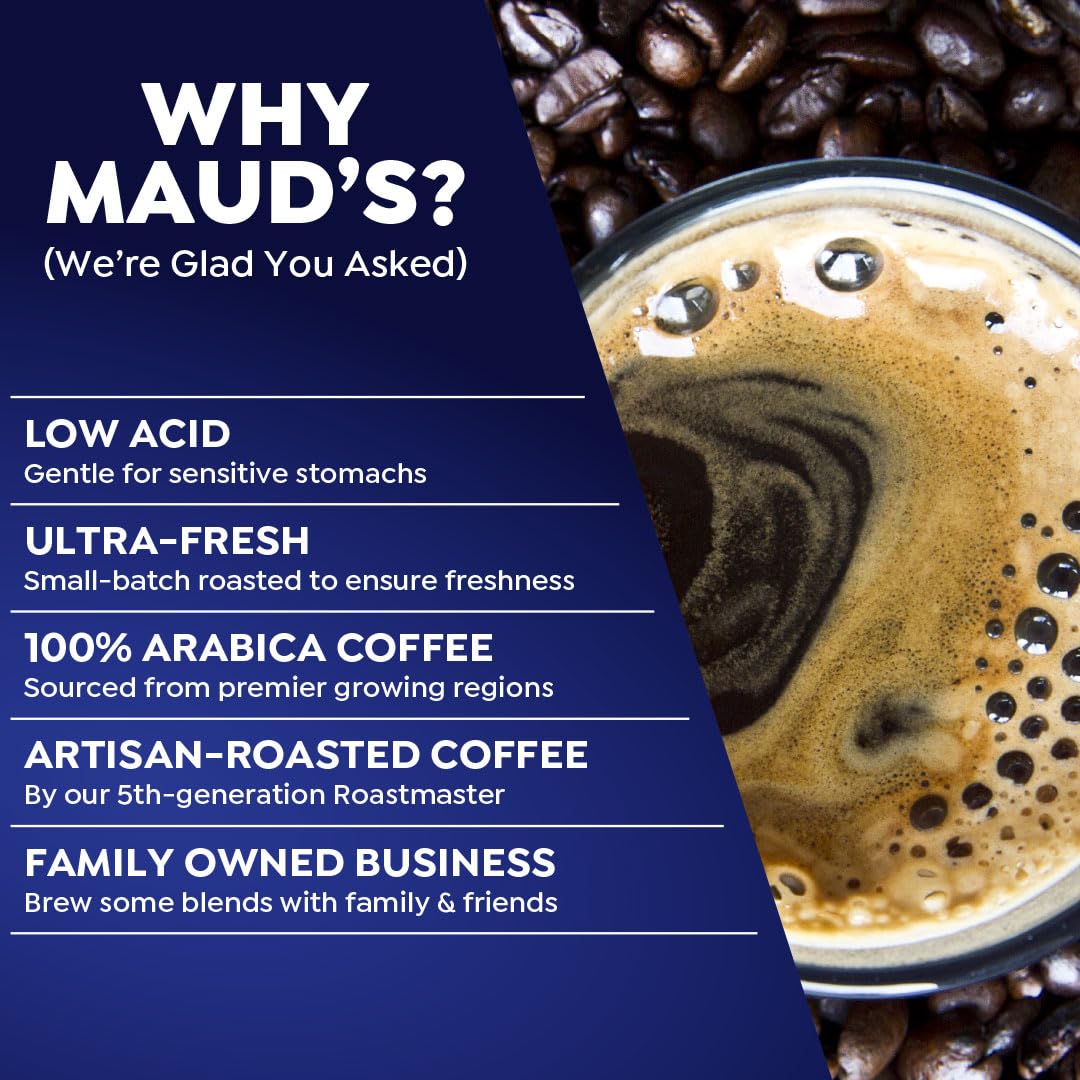 Maud's French Roast Coffee Pods 18 ct, Dark Roast Coffee in Single Serve Pods - 100% Arabica Coffee, Compatible with Keurig K Cups Maker