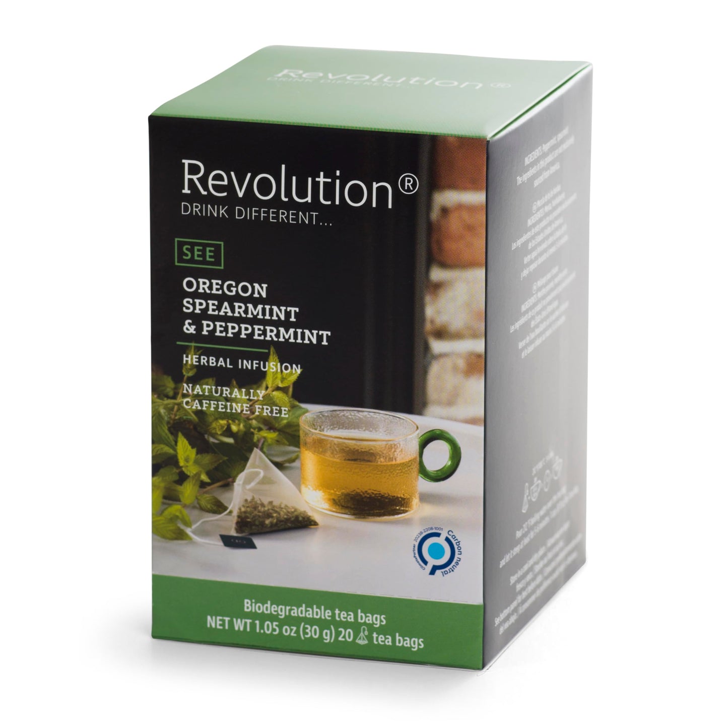 REVOLUTION TEA® Southern Mint [THE ORIGINAL] - Oregon Spearmint & Peppermint - Premium Full Leaf Tea - Biodegradable Infuser Tea Bags - Herbal Tea