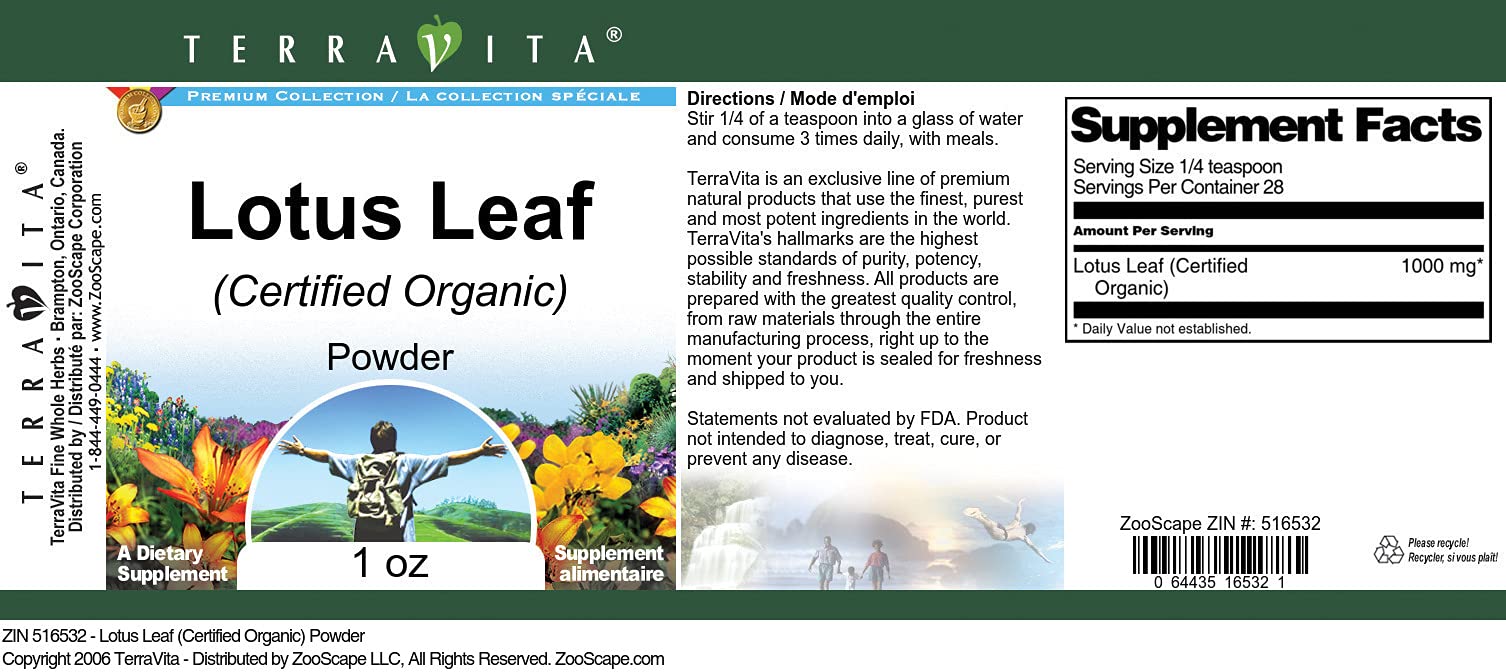 Lotus Leaf (Certified Organic) Powder (1 oz, ZIN: 516532) - 3 Pack