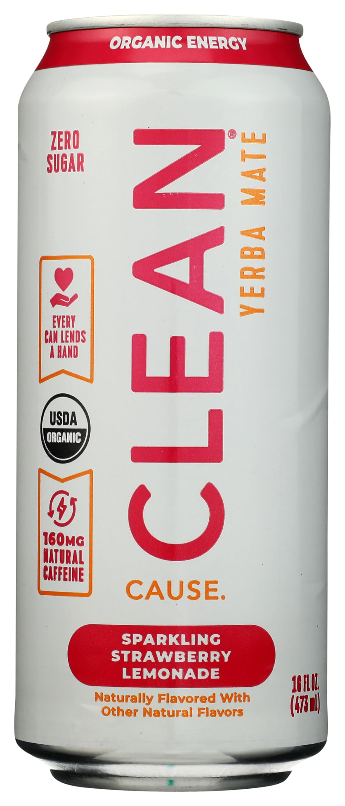 Clean Cause Organic Strawberry Lemonade Sparkling Yerba Mate, 16 Fl Oz