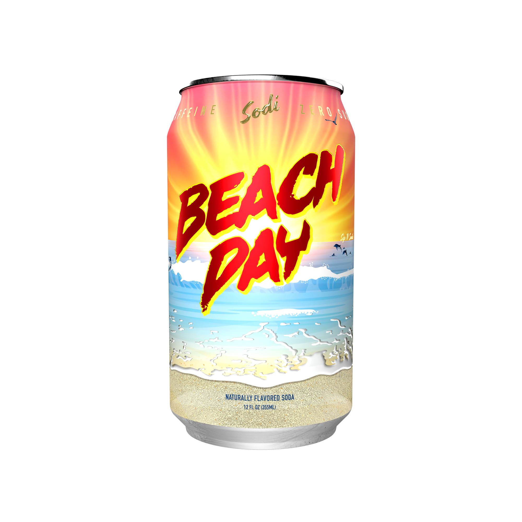 Sodi | Better For You Sparkling Soda Pop | Beach Day | Zero Sugar | Zero Caffeine | Zero Colors or Dyes | Gluten Free | Naturally Flavored | 12fl oz
