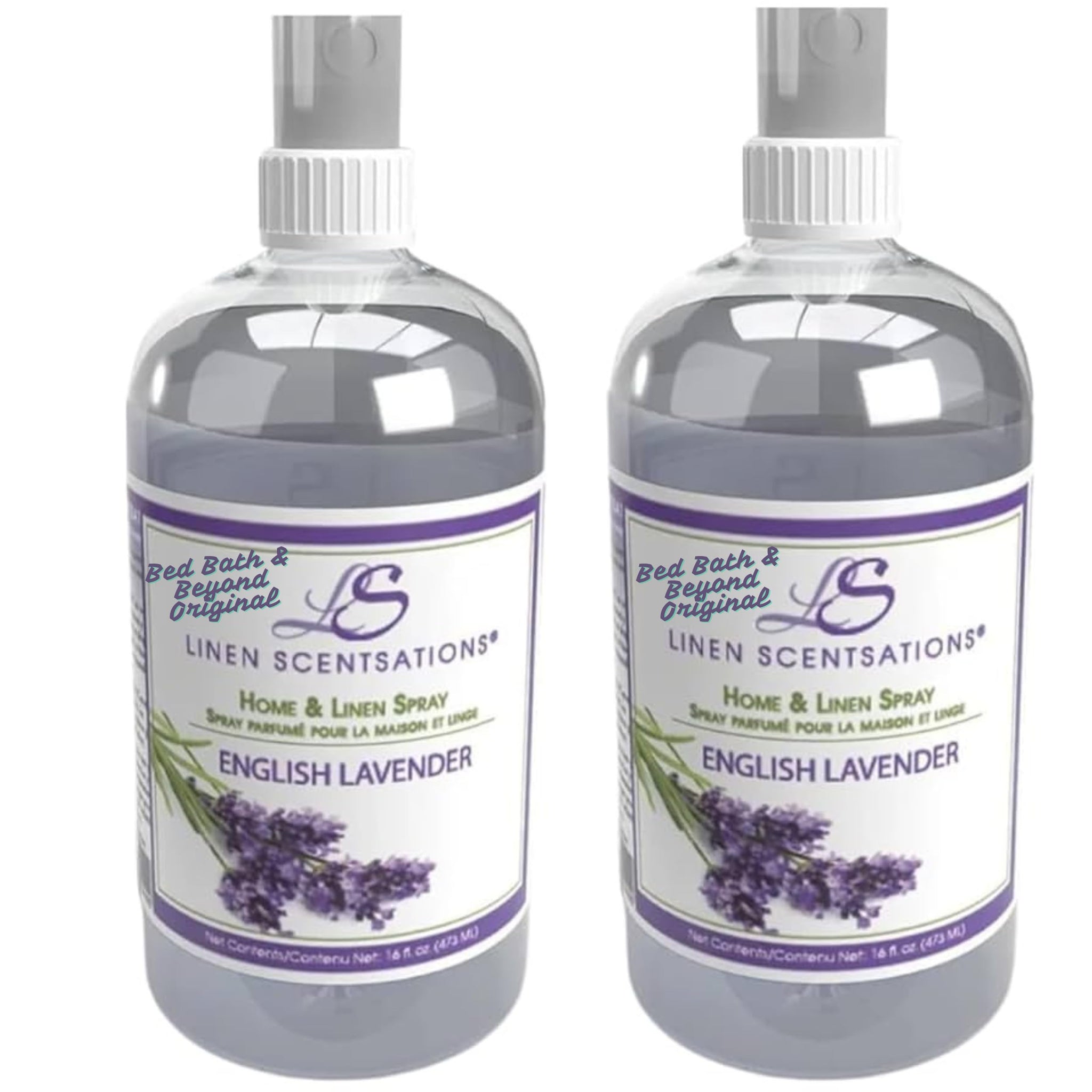 Linen Scentsations Fabric and Linen Spray 2 Pack, English Lavender, 16oz x2 (32oz Total) - Odor Eliminator & Freshener for Bedding, Clothes, Room