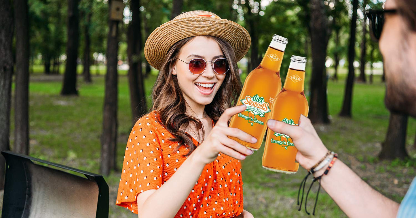 Diet Stewart's Orange 'n Cream Soda, 12 fl oz (24 Glass Bottles)