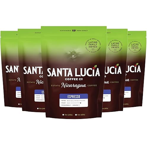 Santa Lucia Coffee Café Crema Espresso Roast Coffee - Specialty Volcanic Nicaraguan Espresso Roast - Farm-Direct, Low-Acid - Dense Golden Crema