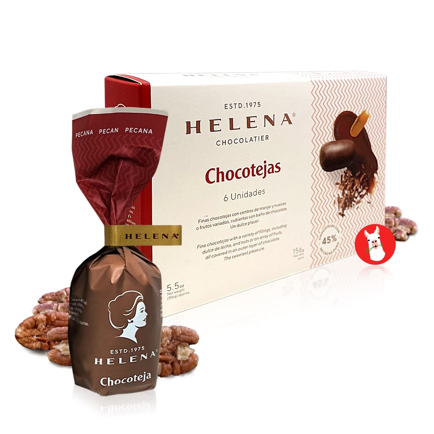 Helena-Chocolatier Chocotejas Pecana 26g | Peruvian Pecan Chocotejas 6 Pack Box
