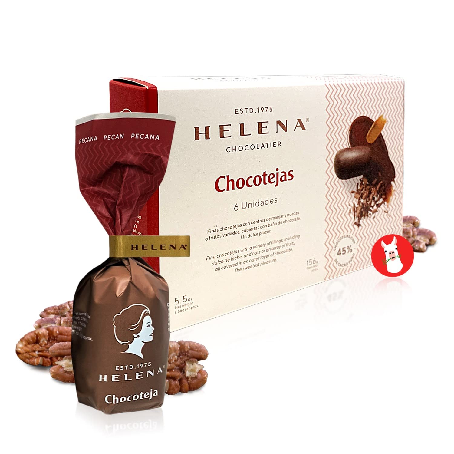 Helena-Chocolatier Chocotejas Pecana 26g | Peruvian Pecan Chocotejas 6 Pack Box