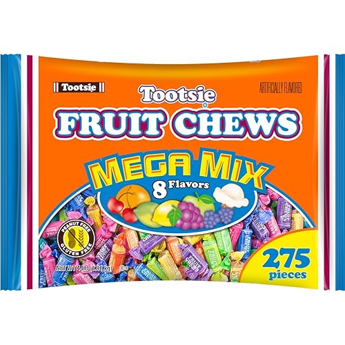 Tootsie Roll Fruit Chews Mega Mix 8 Flavors- 4 Pounds of Soft Fruity Rainbow Candy - 5 Classic Flavors Plus 3 BONUS Flavors - Peanut and Gluten Free