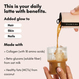 Pop & Bottle Oat Milk Latte - Cold Brew with Marine Collagen, MCT Oil, Organic, Dairy Free, Gluten Free, Sweetened with Dates - Vanilla, 8 Fl Oz (12
