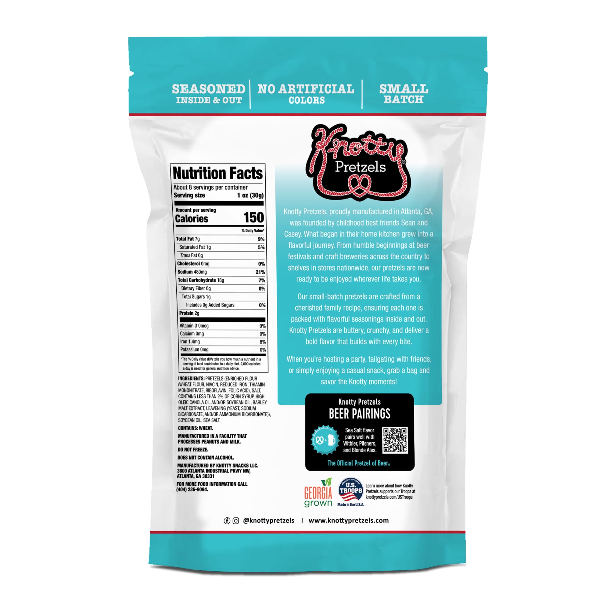 Knotty Pretzels - "The Official Pretzel of Beer" 7.5 oz Individual Seasoned Pretzels in Resealable Pretzel Snack Bags, The Perfect Pairing for Beer