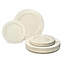 " OCCASIONS " 300 Pcs Set / 60 Guest Wedding Disposable Plastic Plate and Silverware Combo Set, 60 x 9'' Luncheon + 60 x 6.25'' Dessert plates +