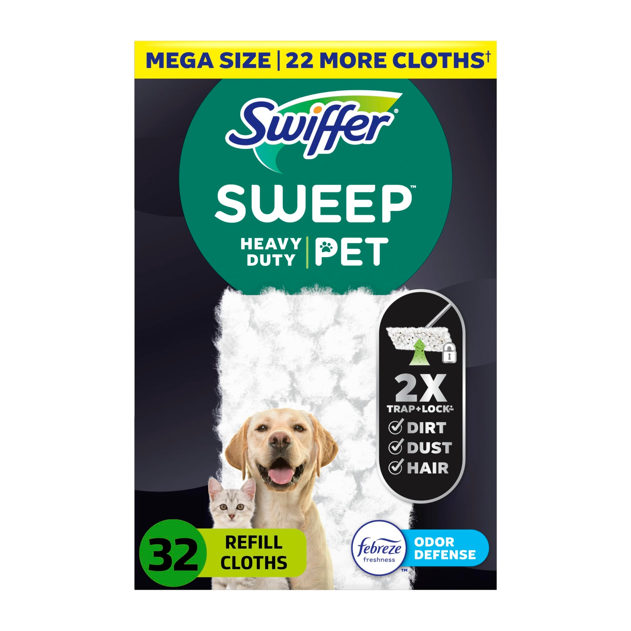 Sweep + Mop, Dry Pads Refill, Floor Cleaner for Dirt, Dust, Hair, Cleaning Cloths for Mopping Home, Bathroom, Kitchen, All Purpose Multi-Surface Floor