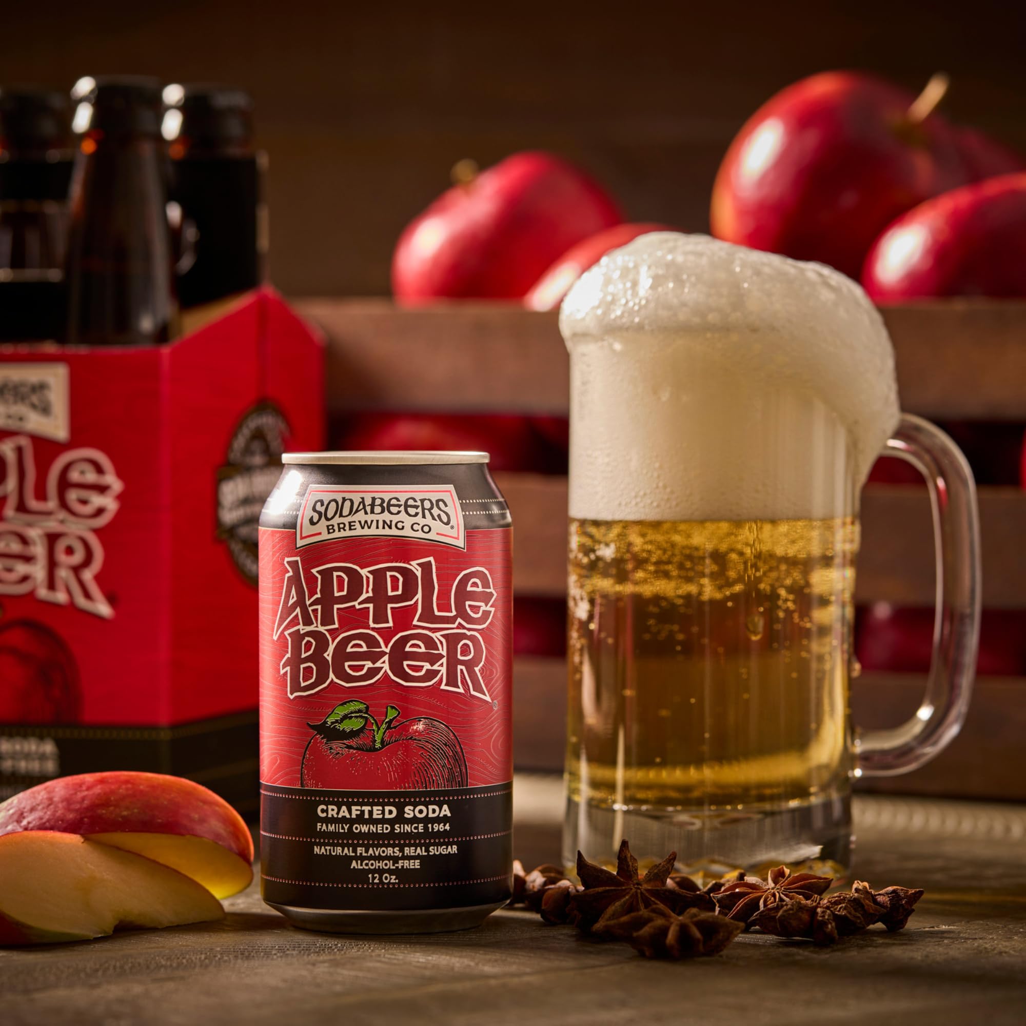 Apple Beer | SodaBeers Brewing Co | Alcohol-Free, Gluten-Free Crafted Soda Made With Natural Apple Flavors and Real Sugar, Refreshing Fruit Beverages