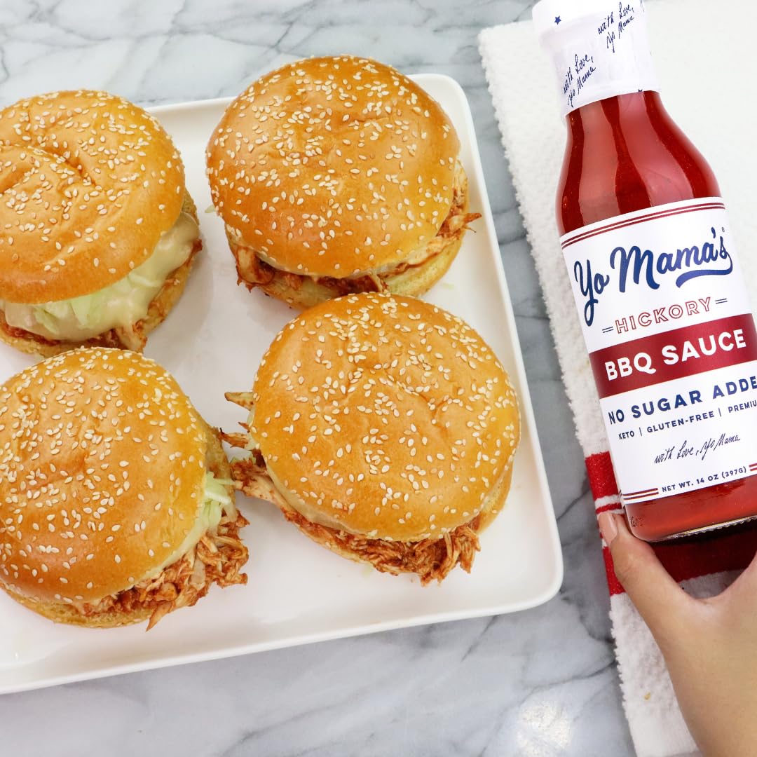 Yo Mama's Foods Keto Hickory BBQ Sauce - (Pack of 3) - Vegan, No Sugar Added, Low Carb, Low Sodium, Gluten Free, Paleo, and Made with Whole Non-GMO