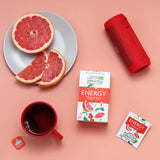 Ahmad Tea Herbal Tea, Grapefruit, Mate, Guarana Seed, & Vitamin B6 'Energy' Natural Benefits Teabags, 20 ct (Pack of 1) - Caffeinated & Sugar-Free