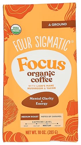 Four Sigmatic Organic Focus Medium Roast Ground Coffee, 10 Ounce