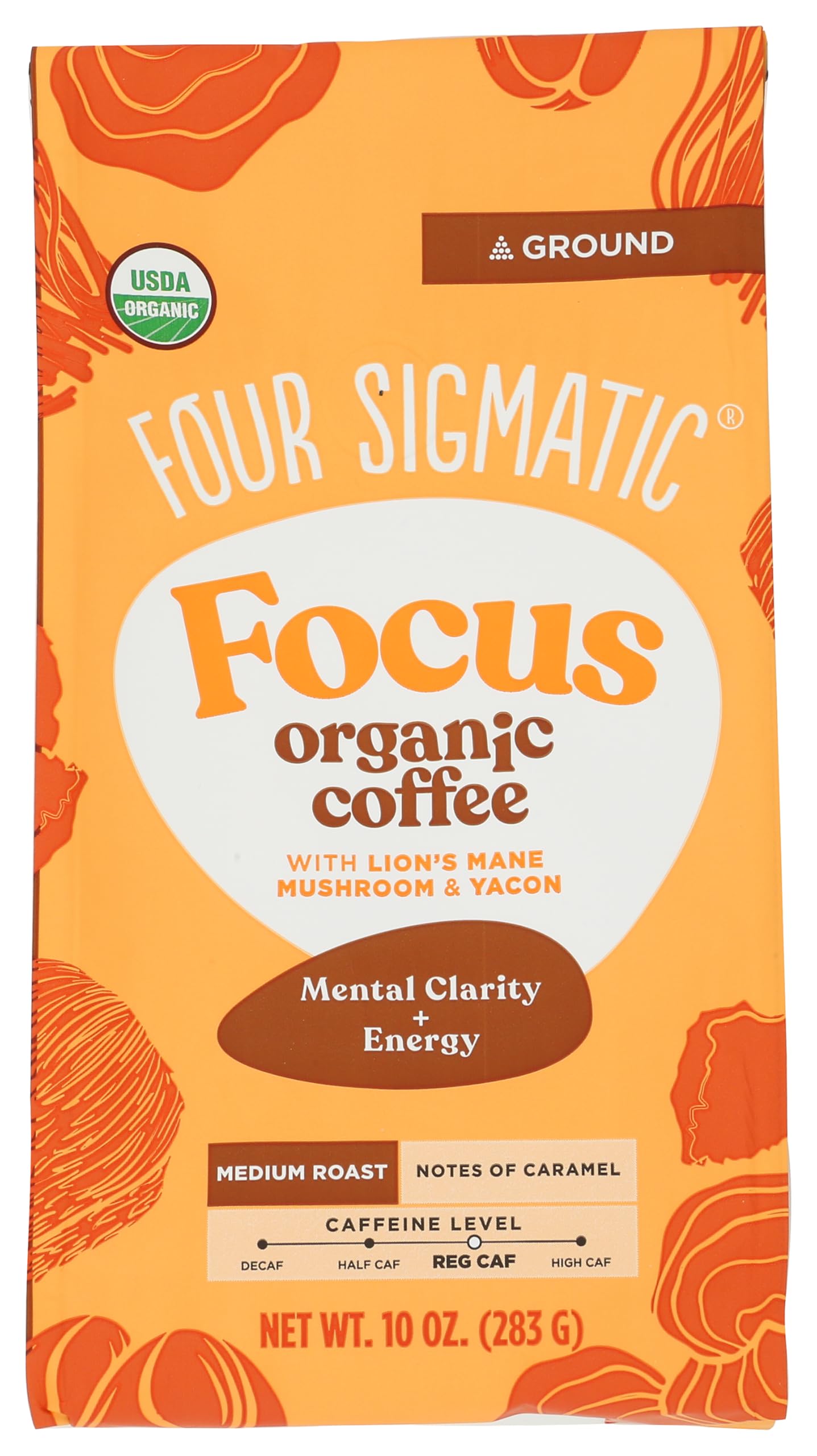 Four Sigmatic Organic Focus Medium Roast Ground Coffee, 10 Ounce