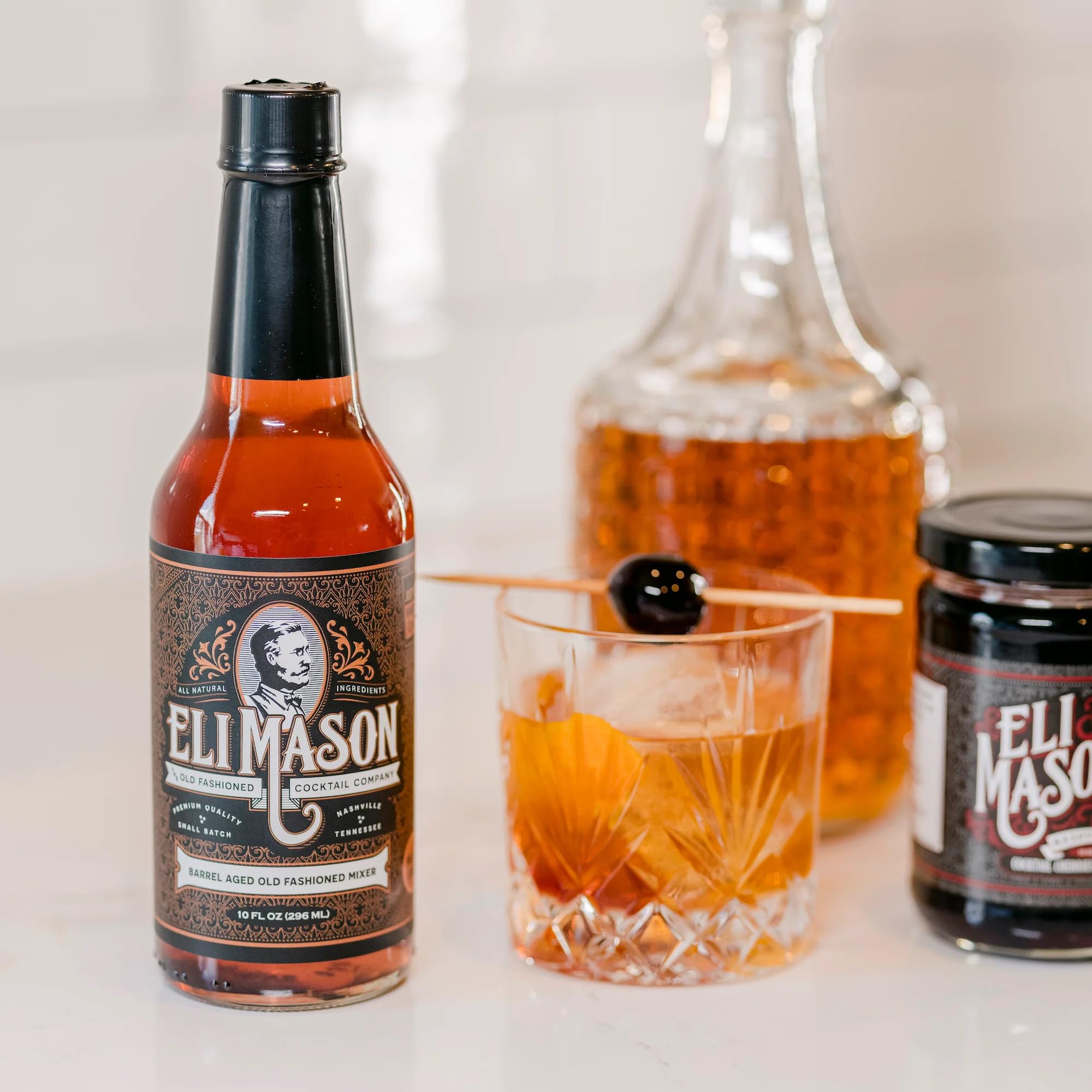 Eli Mason Barrel Aged Old Fashioned Cocktail Mixer - All-Natural Old Fashioned Cocktail Syrup - Uses Real Cane Sugar & Cocktail Bitters - Barrel Aged