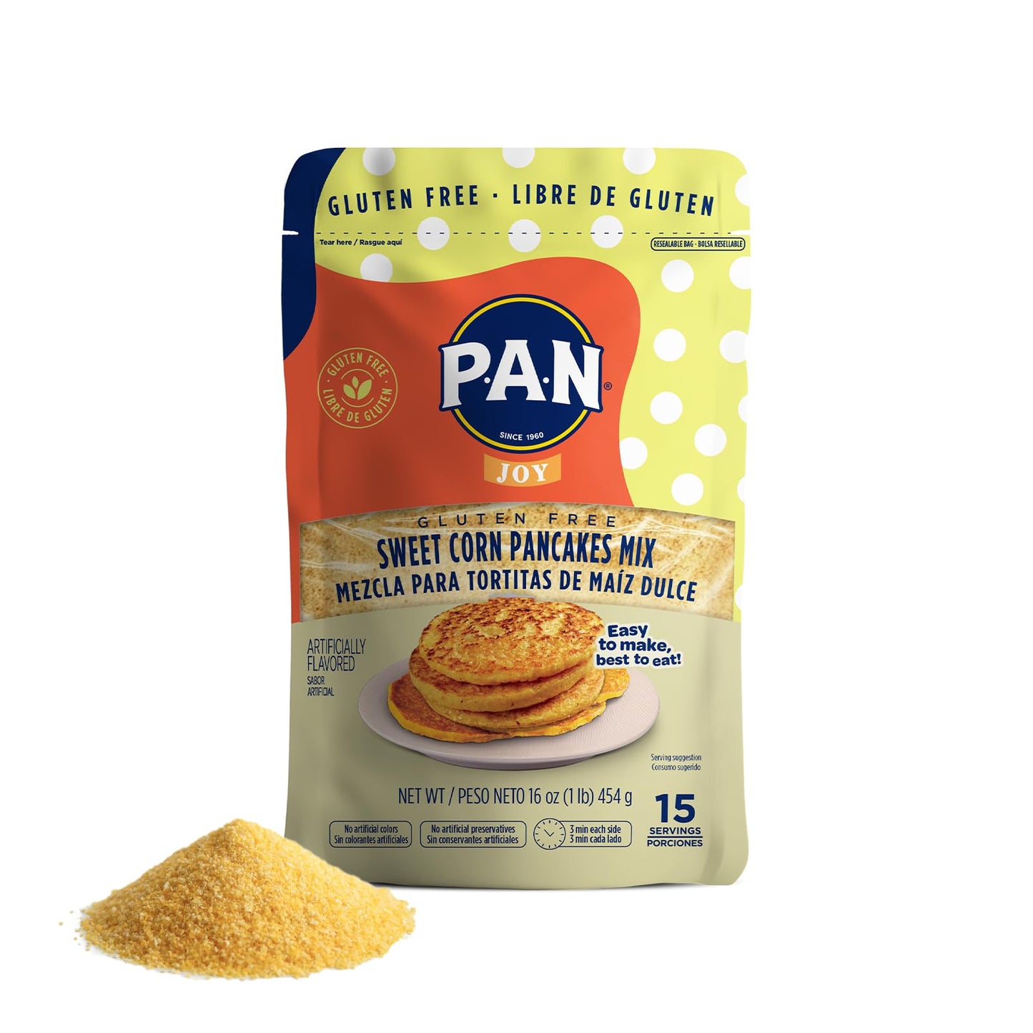 P.A.N Sweet Corn Pancakes Mix - Gluten Free Easy to Prepare 1 lb (Pack of 1)
