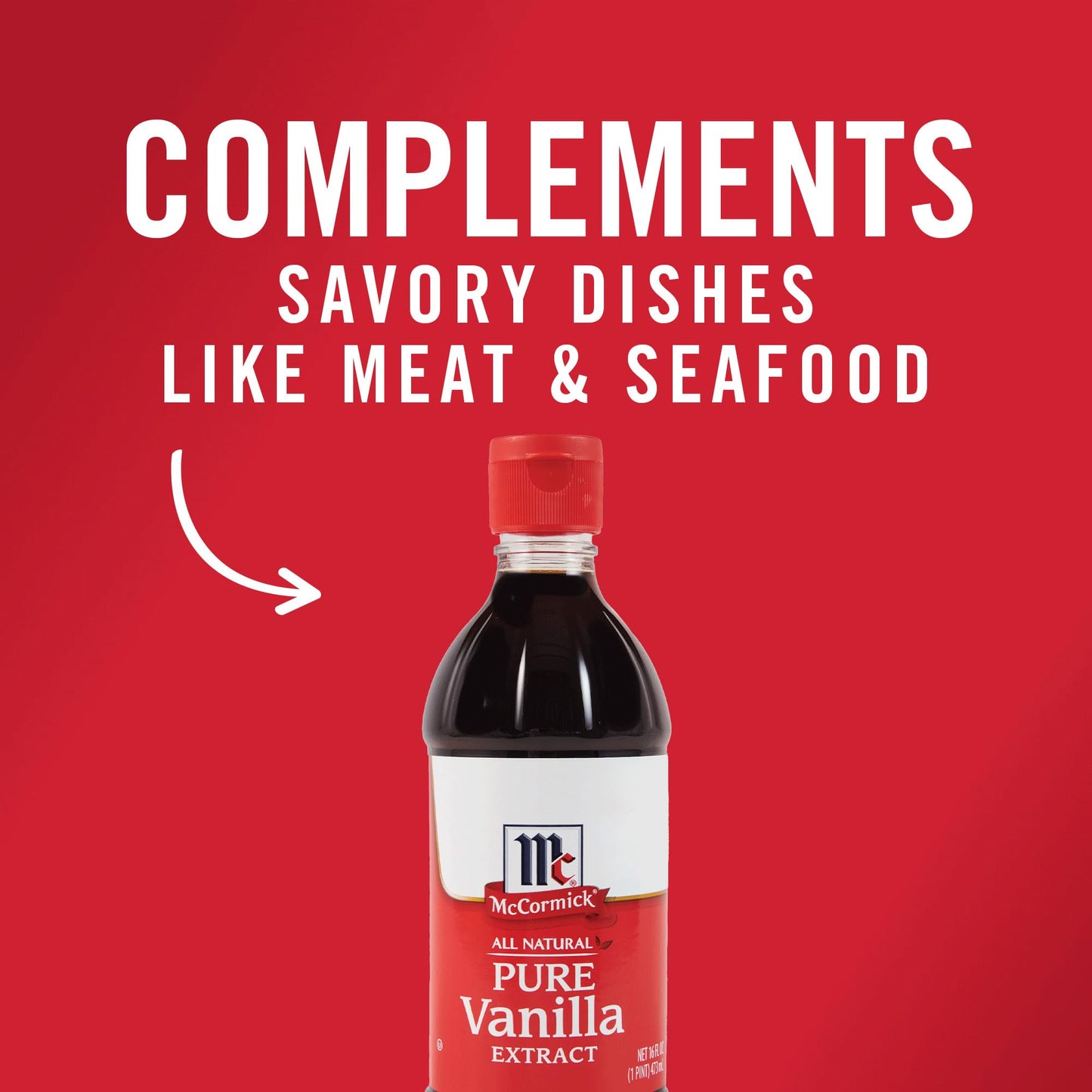McCormick Vanilla Extract, Pure, No Corn Syrup, Gluten Free, Rich, Sweet Flavor and Aroma for Baking and Savory Dishes, 16 fl oz