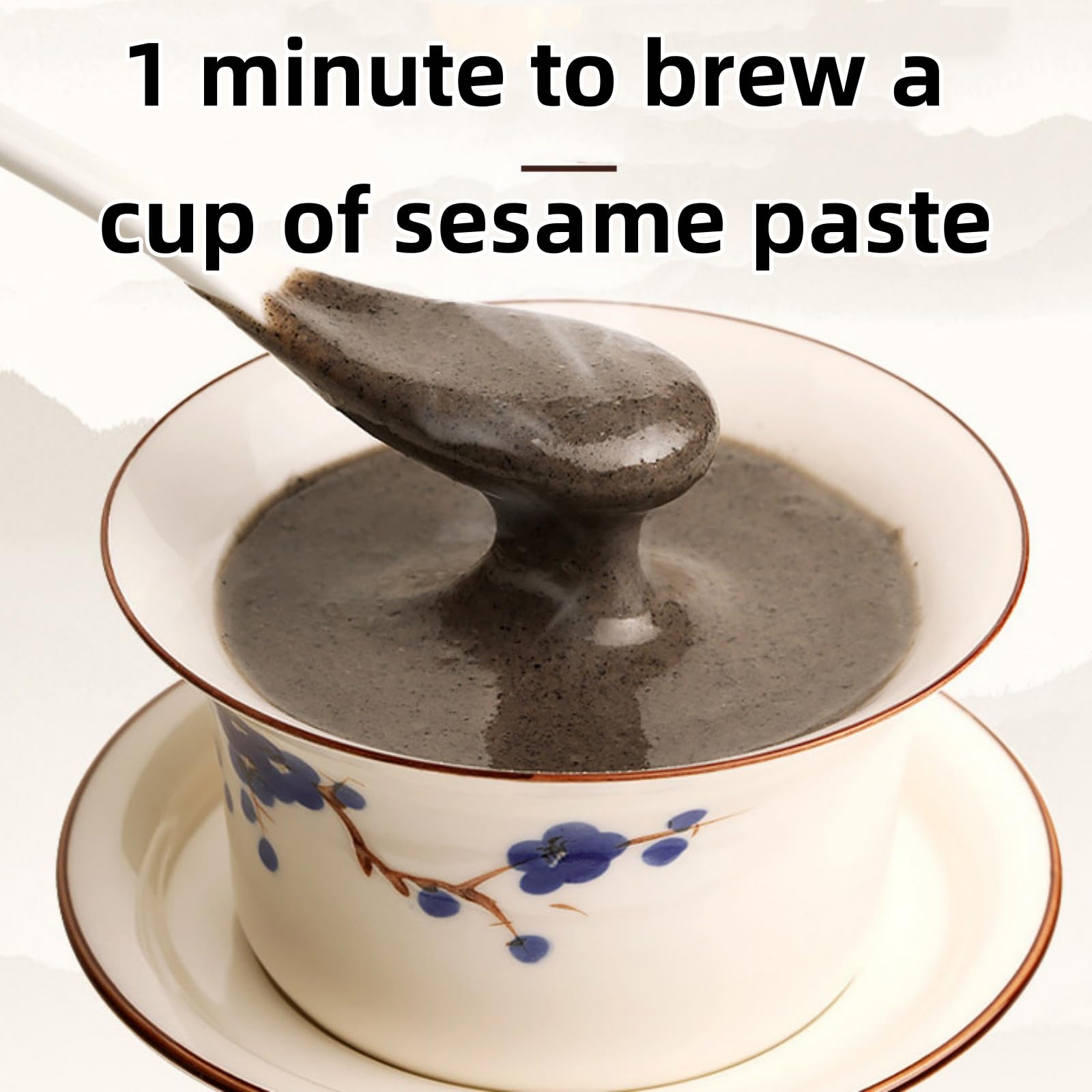 Black Sesame Walnut Black Bean Powder?Grain Congee?Chinese Yam Black Sesame Soup?Instant Soup?Breakfast Congee?17.6 Oz (500g) (17.6oz, Sugar)