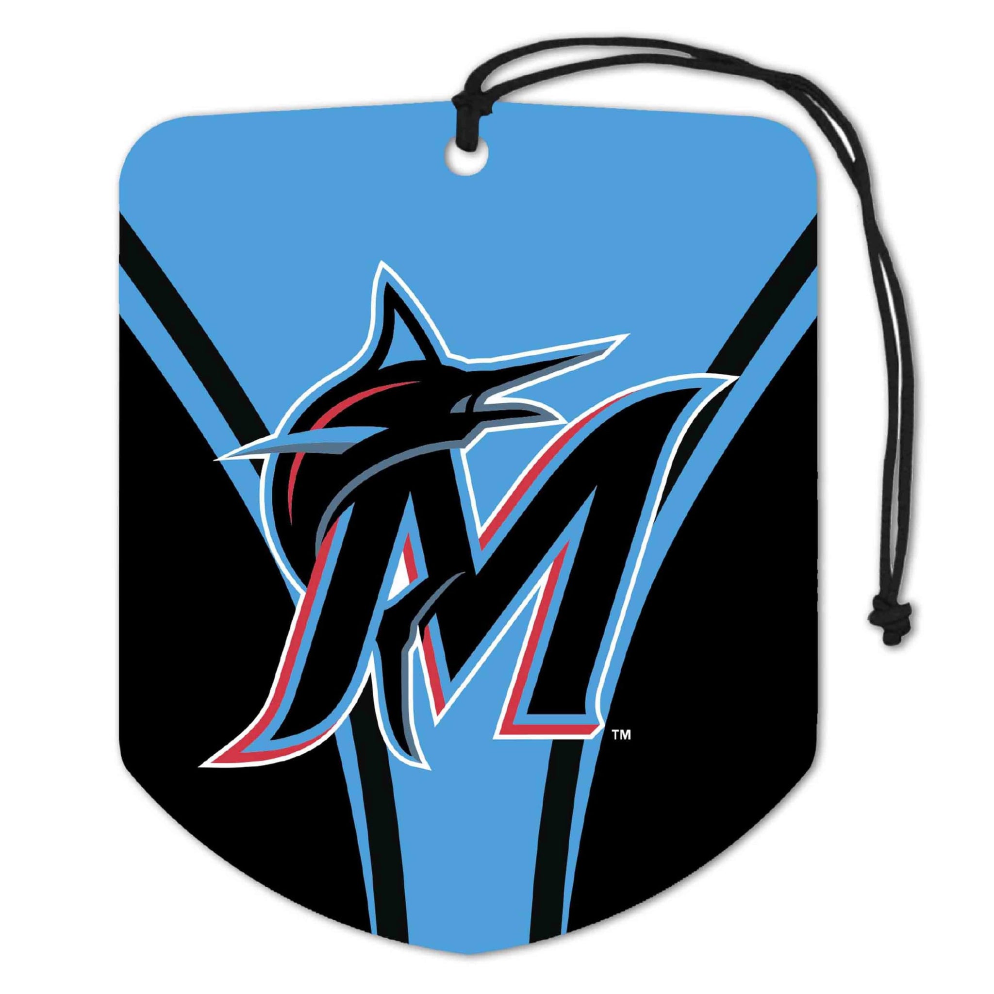 FANMATS 63165 MLB Miami Marlins Hanging Car Air Freshener, 2 Pack, Black Ice Scent, Odor Eliminator, Shield Design with Team Logo